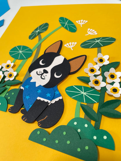 Boston Terrier in the Garden