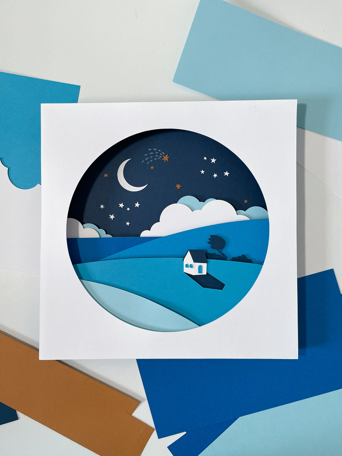 Quiet Night Layered Cut Paper Art