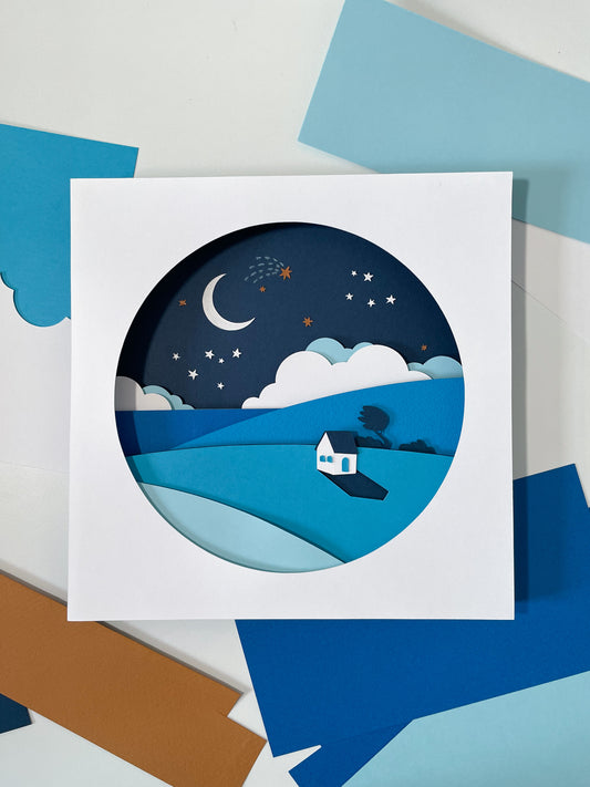Quiet Night Layered Cut Paper Art