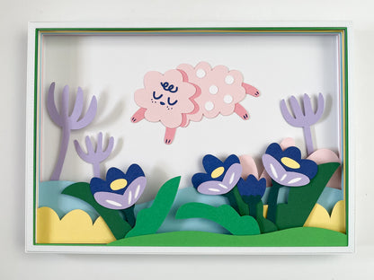 Pink Dog in the Garden Layered Art Template