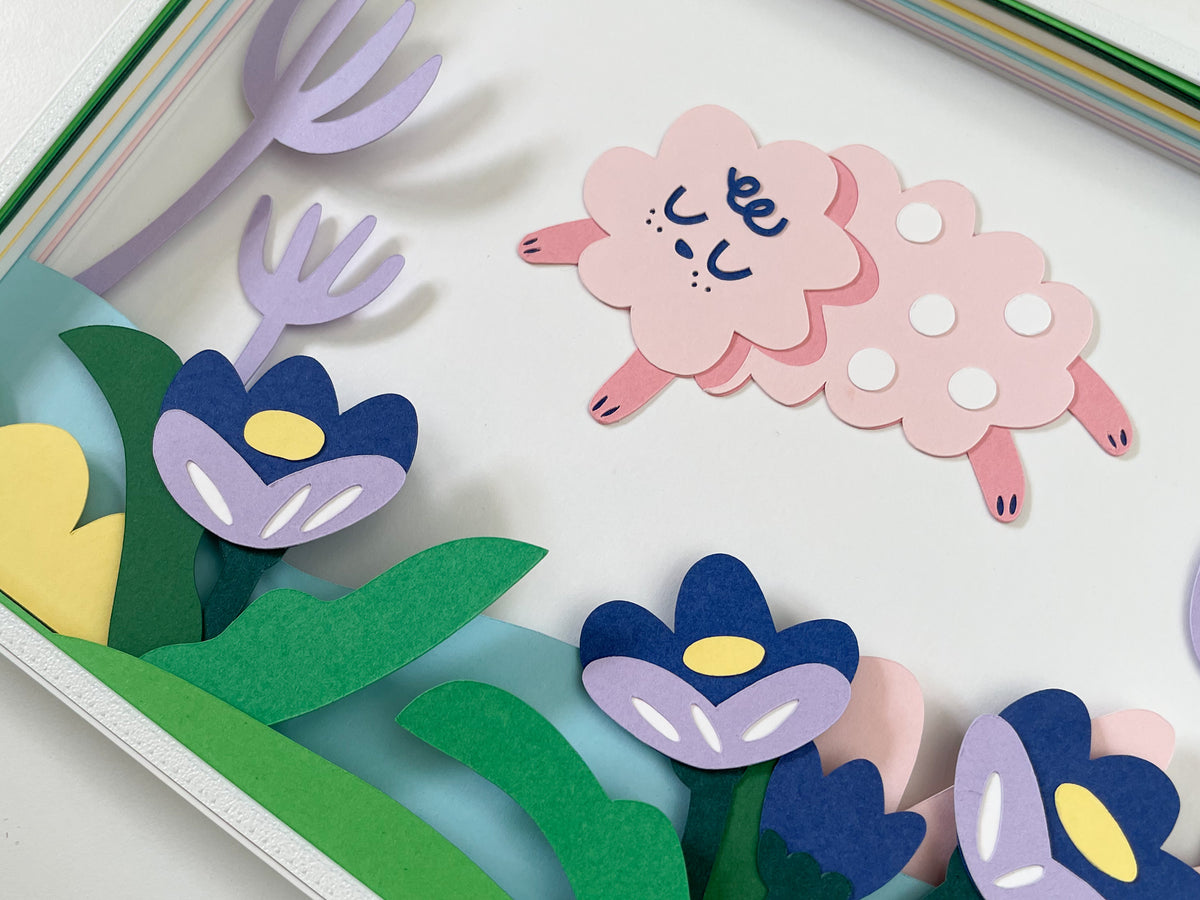 Pink Dog in the Garden Layered Art Template